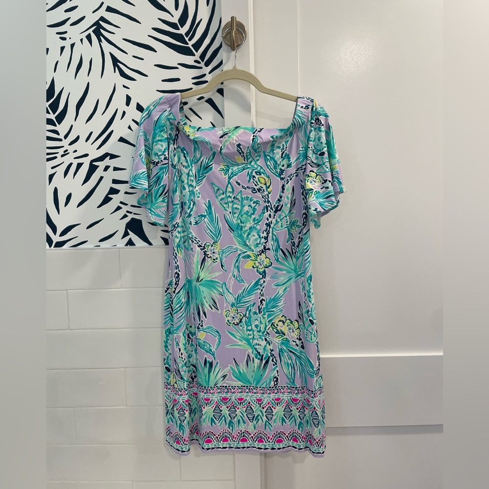 Lilly Pulitzer Fawcett off the shoulder dress Size Small Lilac Verbena